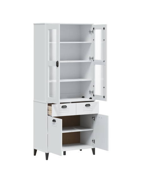 Credenza VIKEN Bianca 80x40x190 cm in Legno Massello di Pino