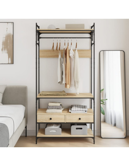 Armadio Cassetti Rovere Sonoma 89x39x184,5 cm Legno Multistrato