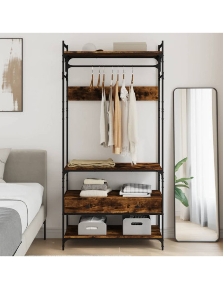 Armadio Cassetti Rovere Fumo 89x39x184,5 cm Legno Multistrato