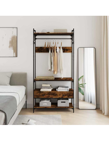 Armadio Cassetti Rovere Fumo 89x39x184,5 cm Legno Multistrato