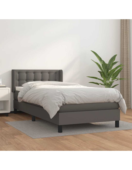 Giroletto a Molle con Materasso Grgio 80x200 cm in Similpelle