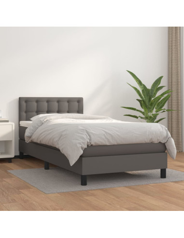 Giroletto a Molle con Materasso Grgio 80x200 cm in Similpelle
