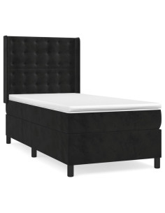 Giroletto a Molle con Materasso Nero 90x190 cm in Velluto
