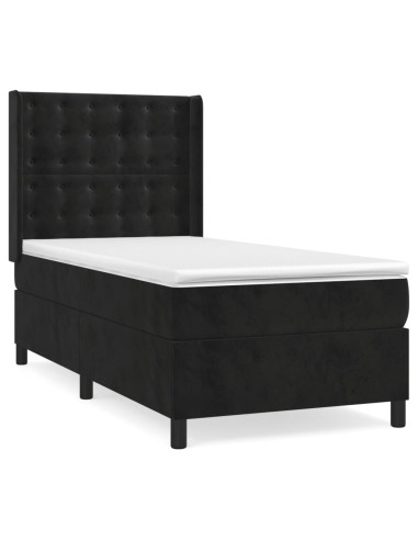 Giroletto a Molle con Materasso Nero 90x190 cm in Velluto