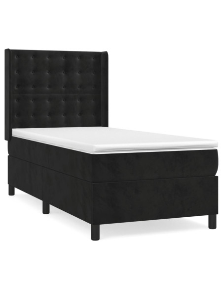 Giroletto a Molle con Materasso Nero 90x190 cm in Velluto