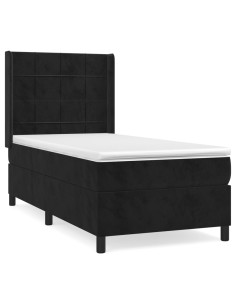 Giroletto a Molle con Materasso Nero 90x190 cm in Velluto