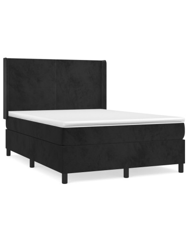 Giroletto a Molle con Materasso Nero 140x190 cm in Velluto