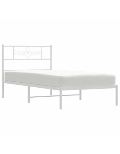 Giroletto con Testiera Metallo Bianco 100x200 cm