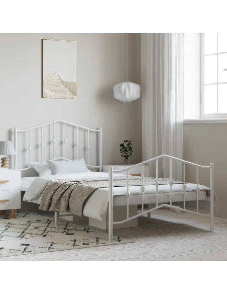 Giroletto con Testiera e Pediera Metallo Bianco 100x190 cm