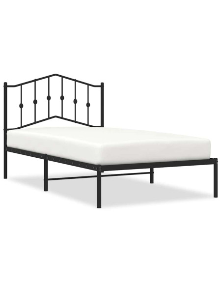 Giroletto con Testiera in Metallo Nero 100x190 cm