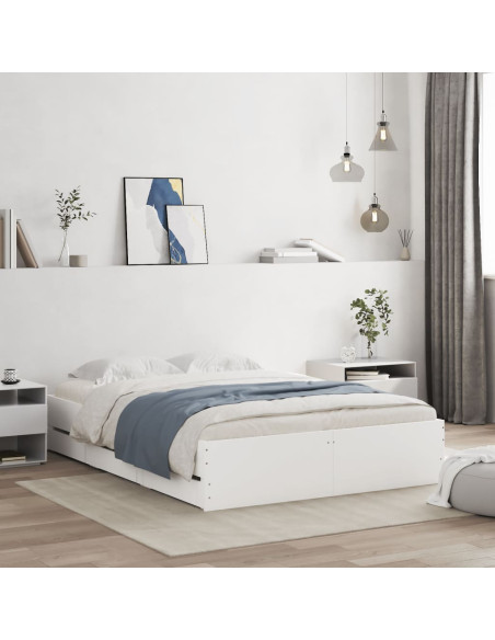 Giroletto con Cassetti Bianco 120x190 cm in Legno Multistrato