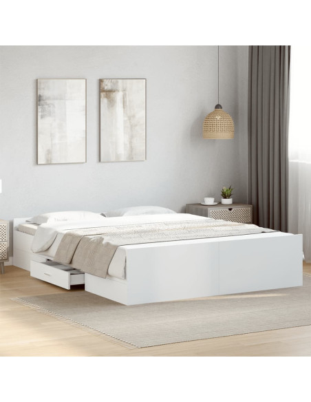 Giroletto con Cassetti Bianco 140x200 cm in Legno Multistrato