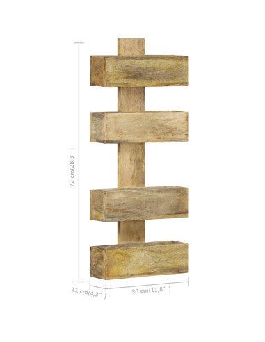 Portariviste a Parete 30x11x72 cm in Legno Massello di Mango