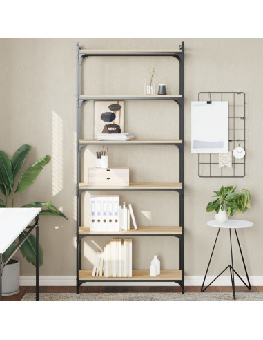 Libreria 6 Ripiani Rovere Sonoma 80x30x188 cm Legno Multistrato