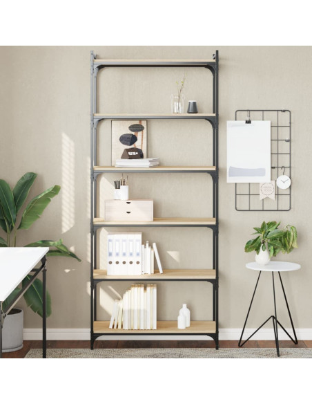 Libreria 6 Ripiani Rovere Sonoma 80x30x188 cm Legno Multistrato