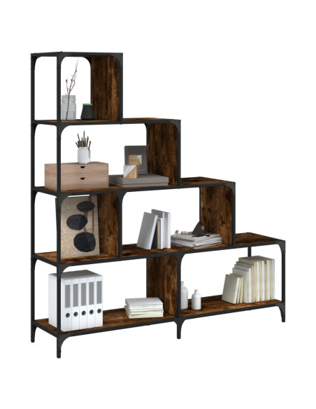 Libreria 4 Gradini Rovere Fumo 139x33,5x149cm Legno Multistrato