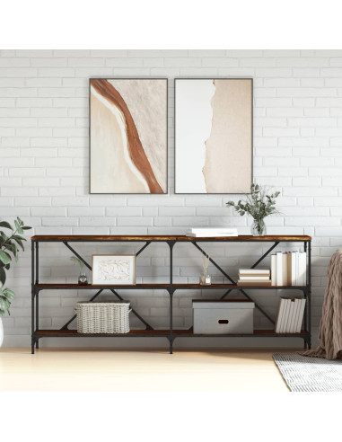 Tavolo Consolle Rovere Fumo 180x30x75cm Legno Multistrato Ferro