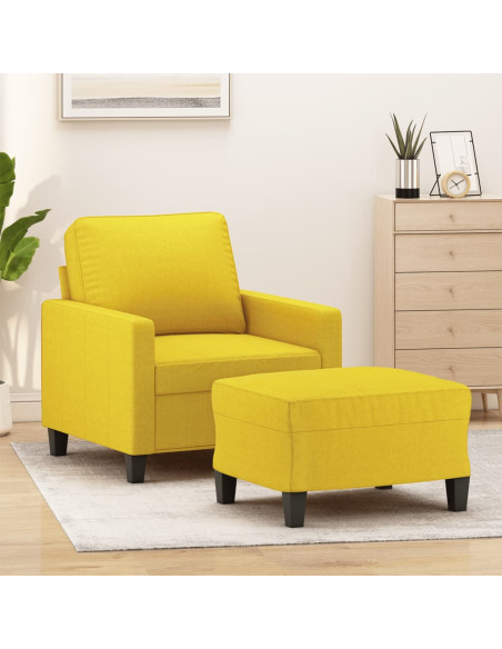 Poltrona con Poggiapiedi Giallo Chiaro 60 cm in Tessuto