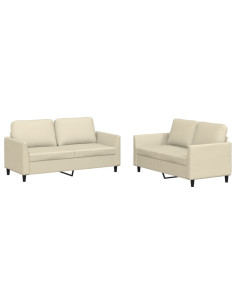 Set di Divani 2 pz con Cuscini crema in Similpelle