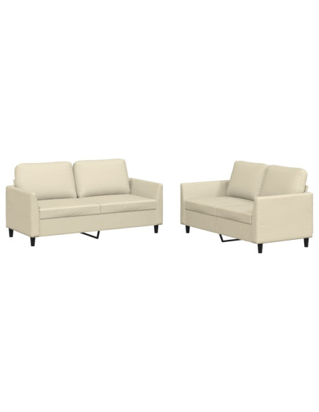 Set di Divani 2 pz con Cuscini crema in Similpelle