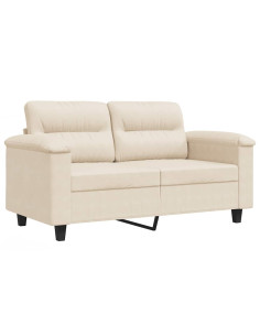 Divano a 2 Posti Beige 120 cm in Tessuto Microfibra