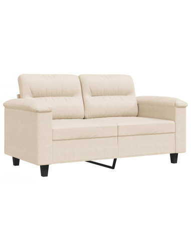 Divano a 2 Posti Beige 120 cm in Tessuto Microfibra