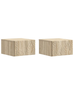 Mobiletto da notte a muro 2 pcs Rovere Sonoma 49 x 34,5 x 20 cm