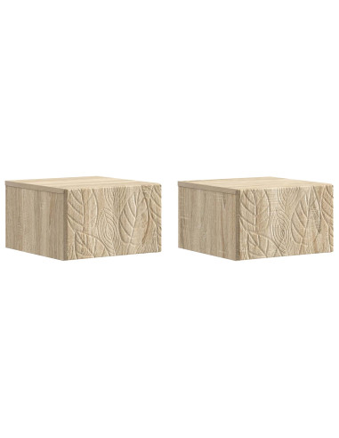 Mobiletto da notte a muro 2 pcs Rovere Sonoma 49 x 34,5 x 20 cm