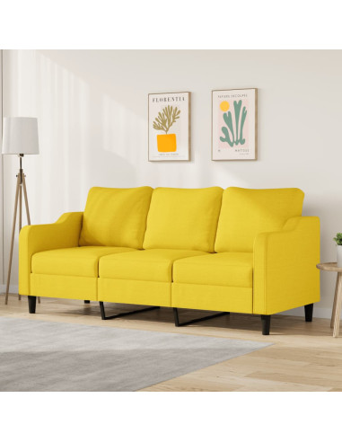Divano a 3 Posti Giallo Chiaro 180 cm in Tessuto