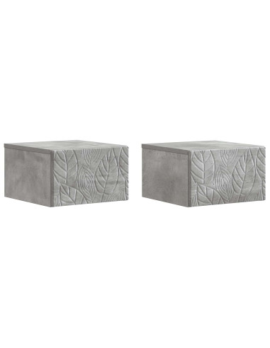 Mobiletto da notte a muro 2 pcs Grigio Cemento