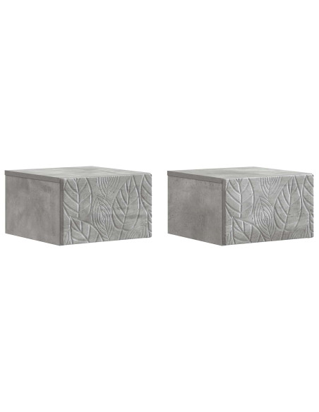 Mobiletto da notte a muro 2 pcs Grigio Cemento