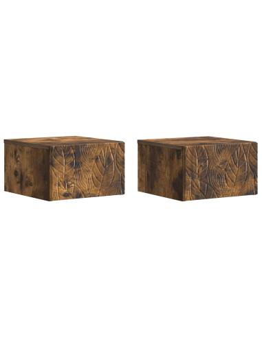 Mobiletto da notte a muro 2 pcs Rovere Fumo 49 x 34,5 x 20 cm