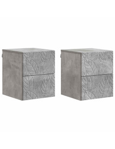 Mobiletto da notte a muro 2 pcs Grigio Cemento