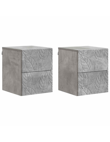 Mobiletto da notte a muro 2 pcs Grigio Cemento