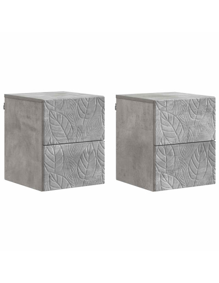 Mobiletto da notte a muro 2 pcs Grigio Cemento