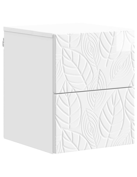 Mobiletto da notte a muro Bianco Lucido 34,5 x 33 x 40 cm