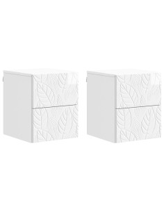 Mobiletto da notte a muro 2 pcs Bianco Lucido 34,5 x 33 x 40 cm