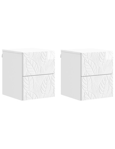 Mobiletto da notte a muro 2 pcs Bianco Lucido 34,5 x 33 x 40 cm