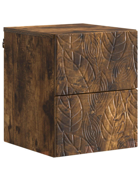 Mobiletto da notte a muro Rovere Fumo 34,5 x 33 x 40 cm