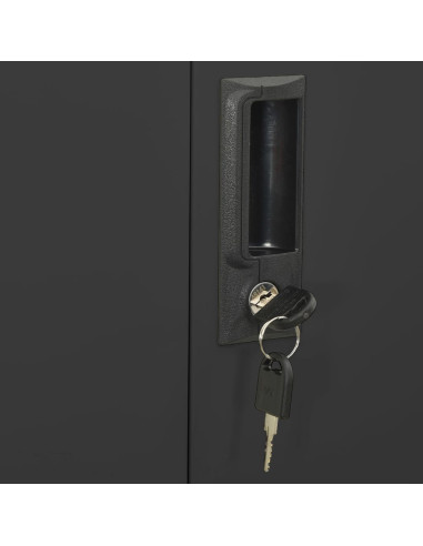 Armadio per Ufficio Antracite 90x40x180 cm in Acciaio e Vetro