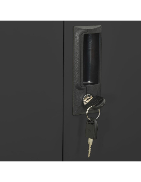 Armadio per Ufficio Antracite 90x40x180 cm in Acciaio e Vetro