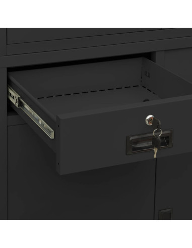 Armadio per Ufficio Antracite 90x40x180 cm in Acciaio e Vetro
