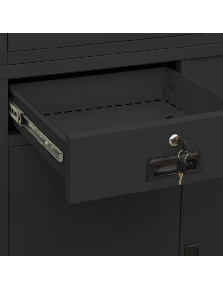 Armadio per Ufficio Antracite 90x40x180 cm in Acciaio e Vetro