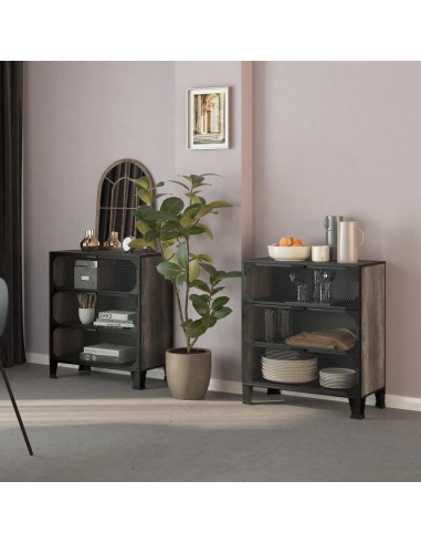 Armadi Portaoggetti 2 pz Grigi 72x36x82 cm Metallo e MDF
