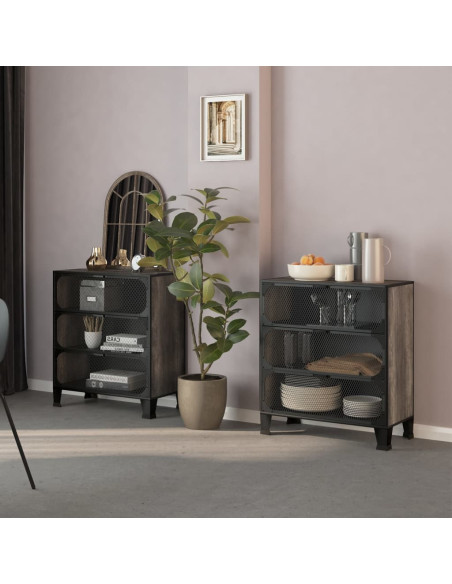 Armadi Portaoggetti 2 pz Grigi 72x36x82 cm Metallo e MDF