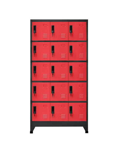 Armadietto con Serratura Antracite e Rosso 90x40x180cm Acciaio