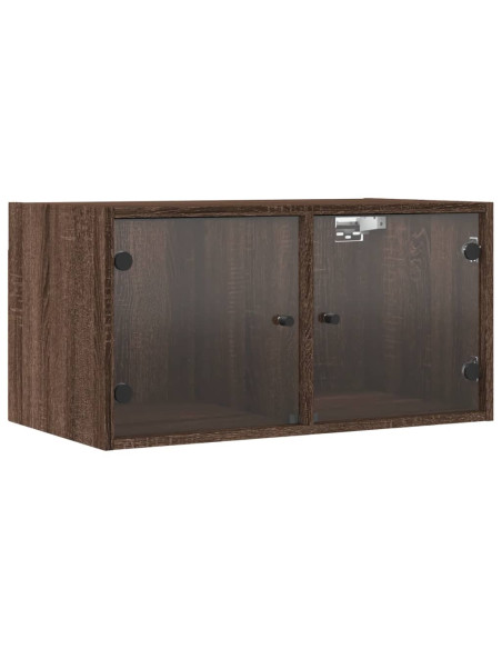 Mobili a Muro con Ante in Vetro 2pz Rovere Marrone 68,5x37x35cm