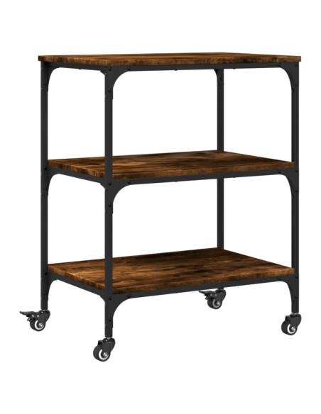 Carrello da Cucina Rovere Fumo 60x41x76 cm in Legno Multistrato