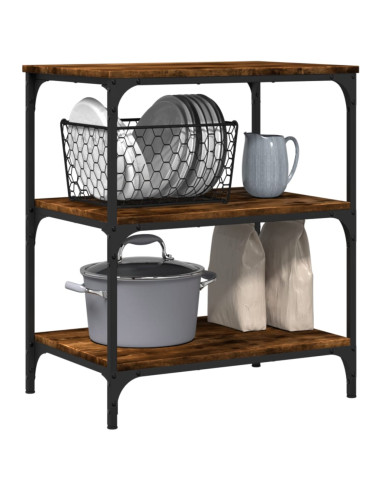 Carrello da Cucina Rovere Fumo 60x41x76 cm in Legno Multistrato