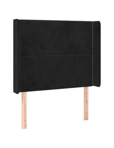 Testiera ad Orecchio Nera 103x16x118/128 cm in Velluto
